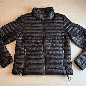 Mango Basics Women's Black Lightweight Puffer Jacket Silver Hardware Size M